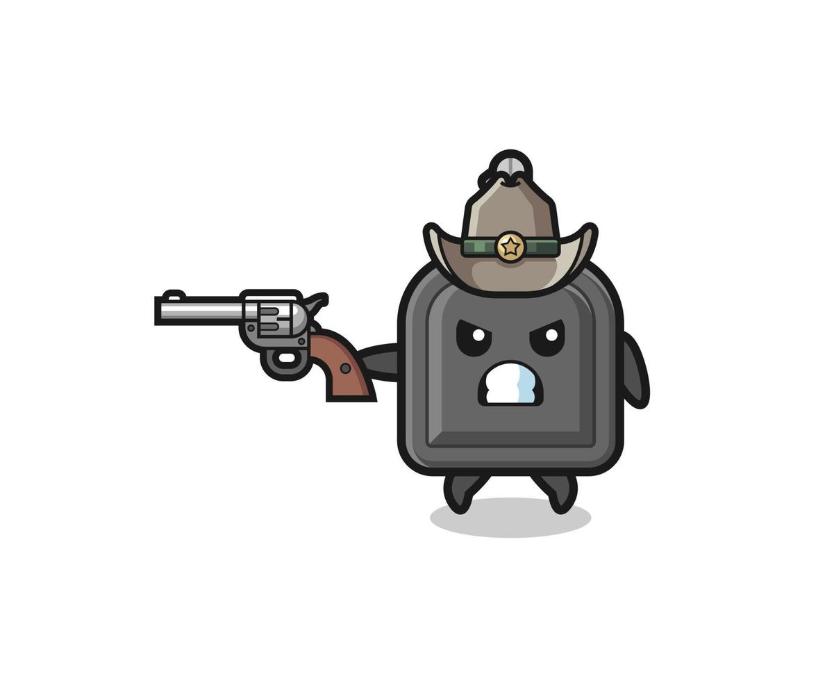 the car key cowboy shooting with a gun vector