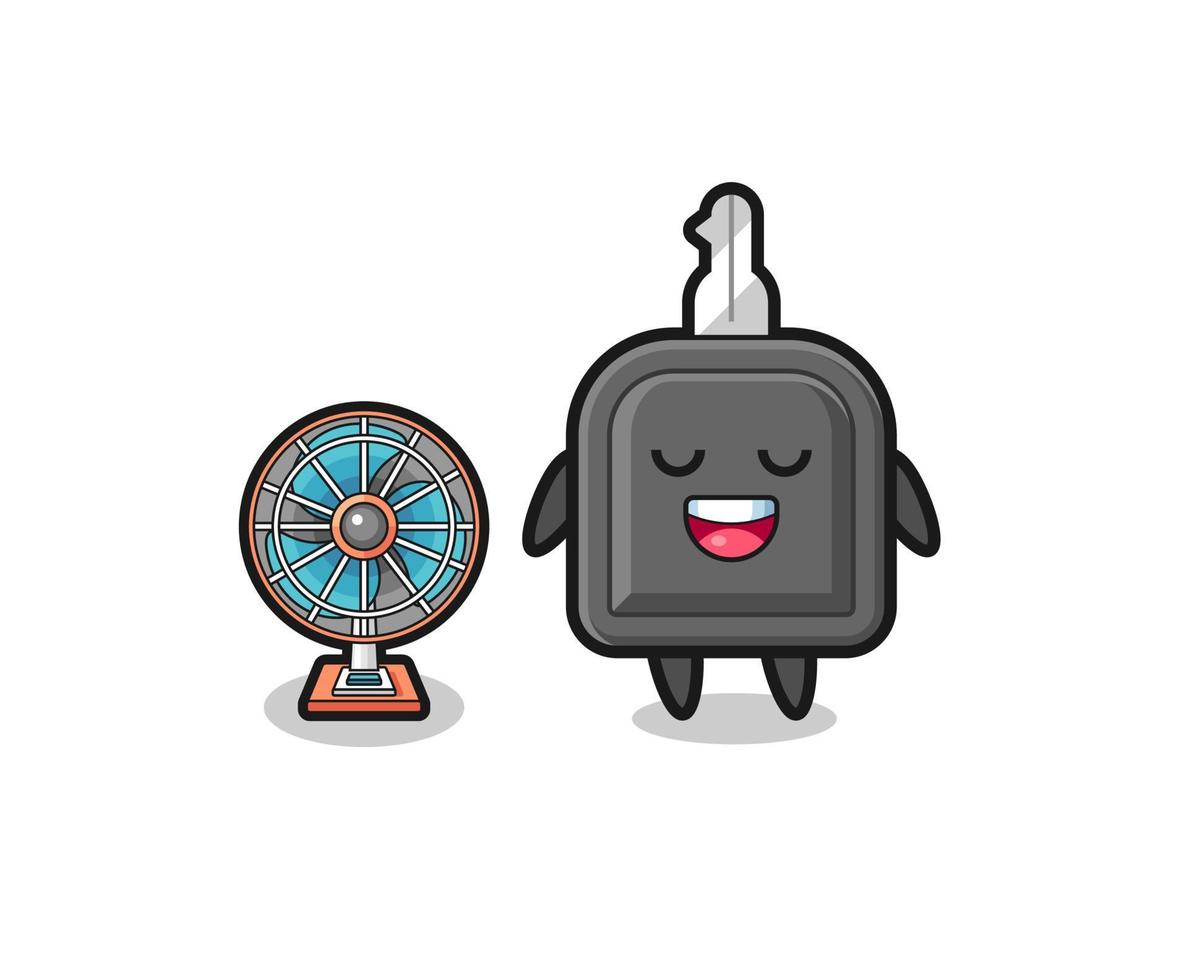 cute car key is standing in front of the fan vector