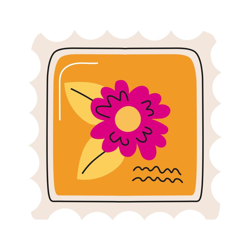 flower in postal seal vector