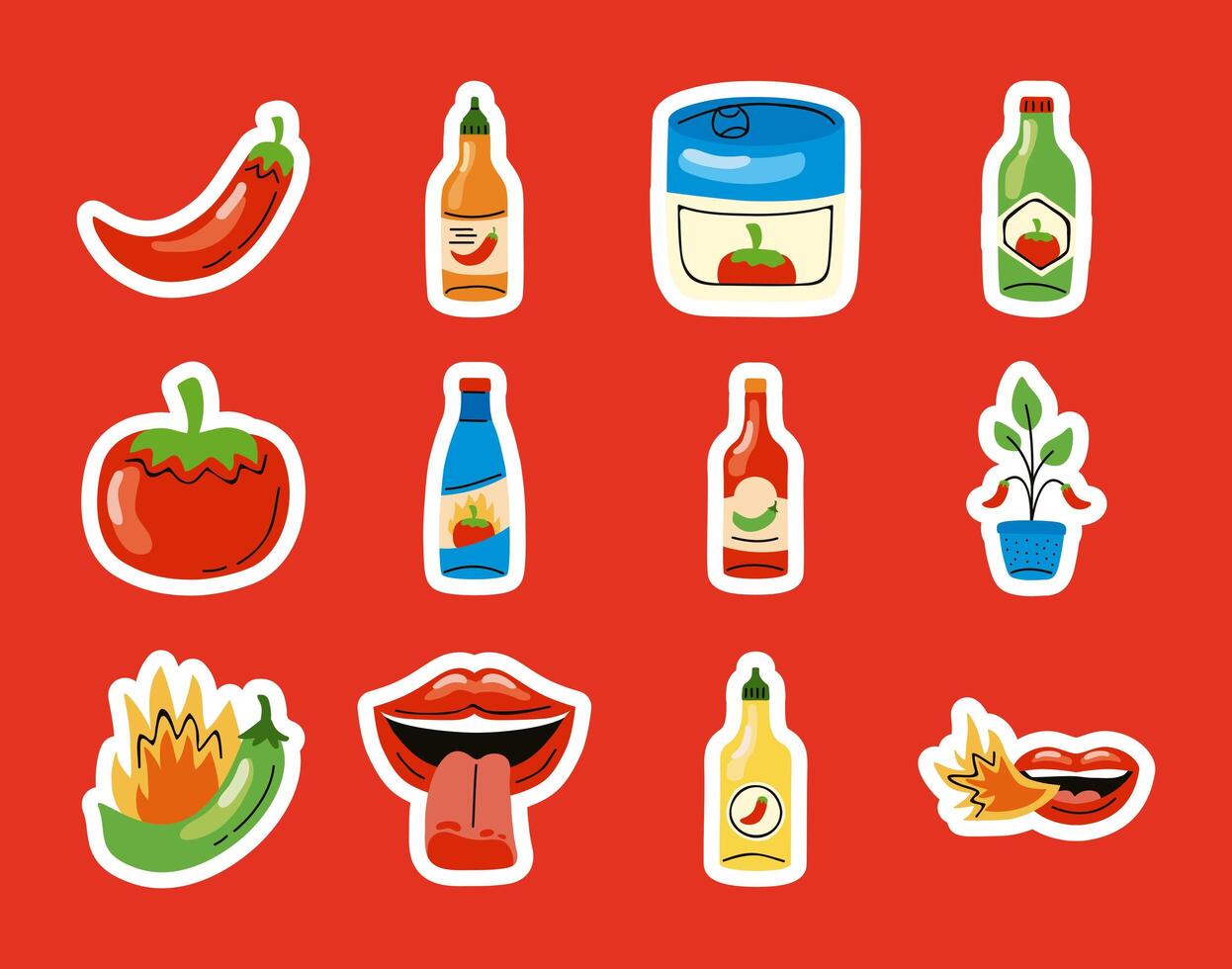 hot chili sauce icons vector