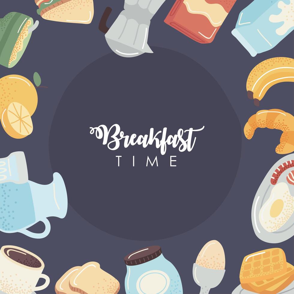 breakfast time frame vector