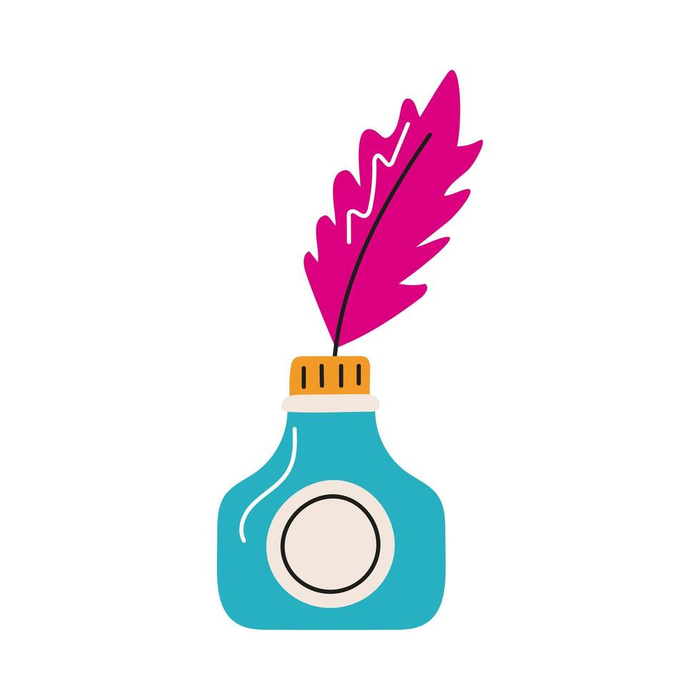 ink bottle and feather vector