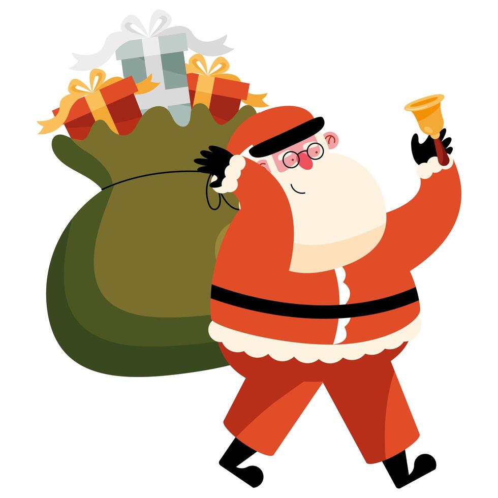 santa claus playing bell vector