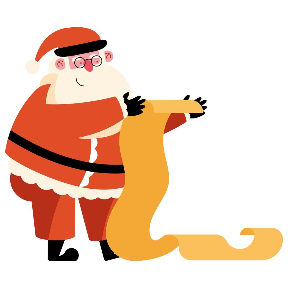 santa reading gifts list vector