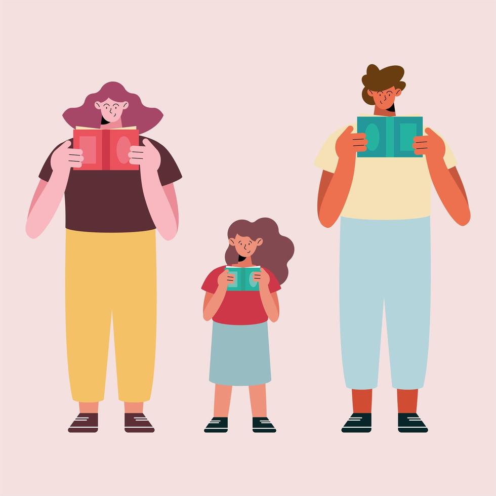 family reading culture characters vector