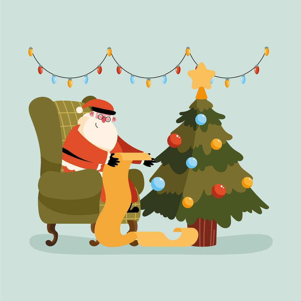 santa claus reading letter vector