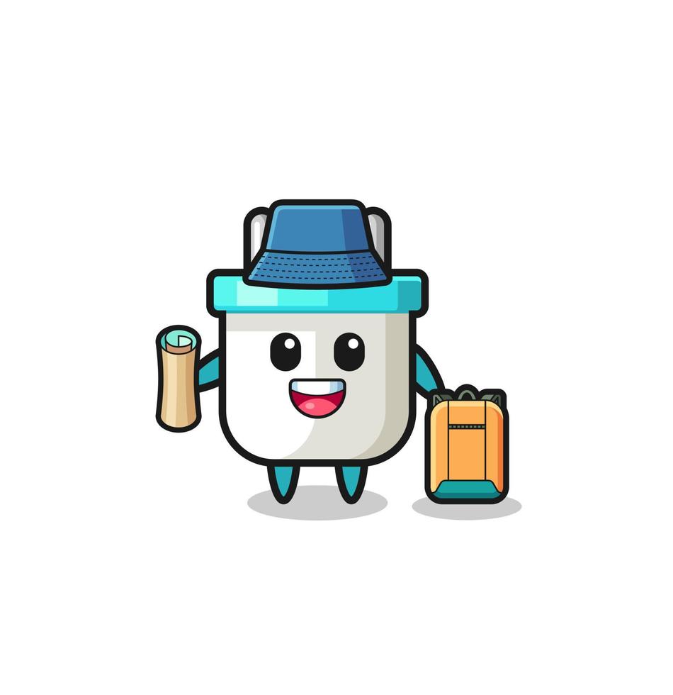 electric plug mascot character as hiker vector