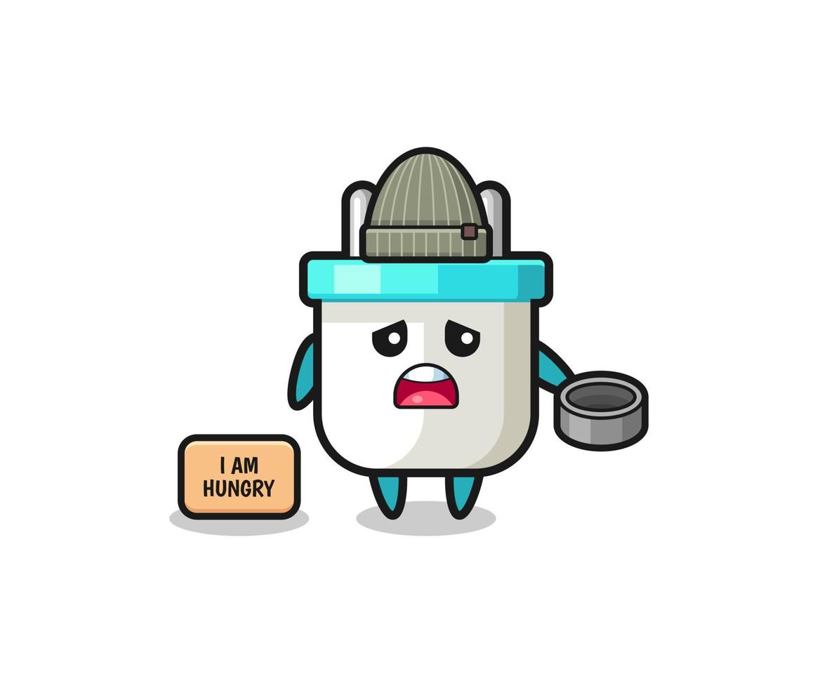 cute electric plug beggar cartoon character vector