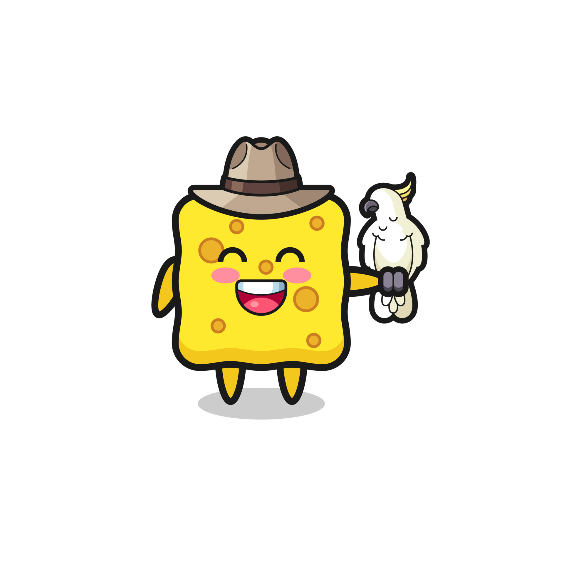 sponge zookeeper mascot with a parrot 5029927 Vector Art at Vecteezy