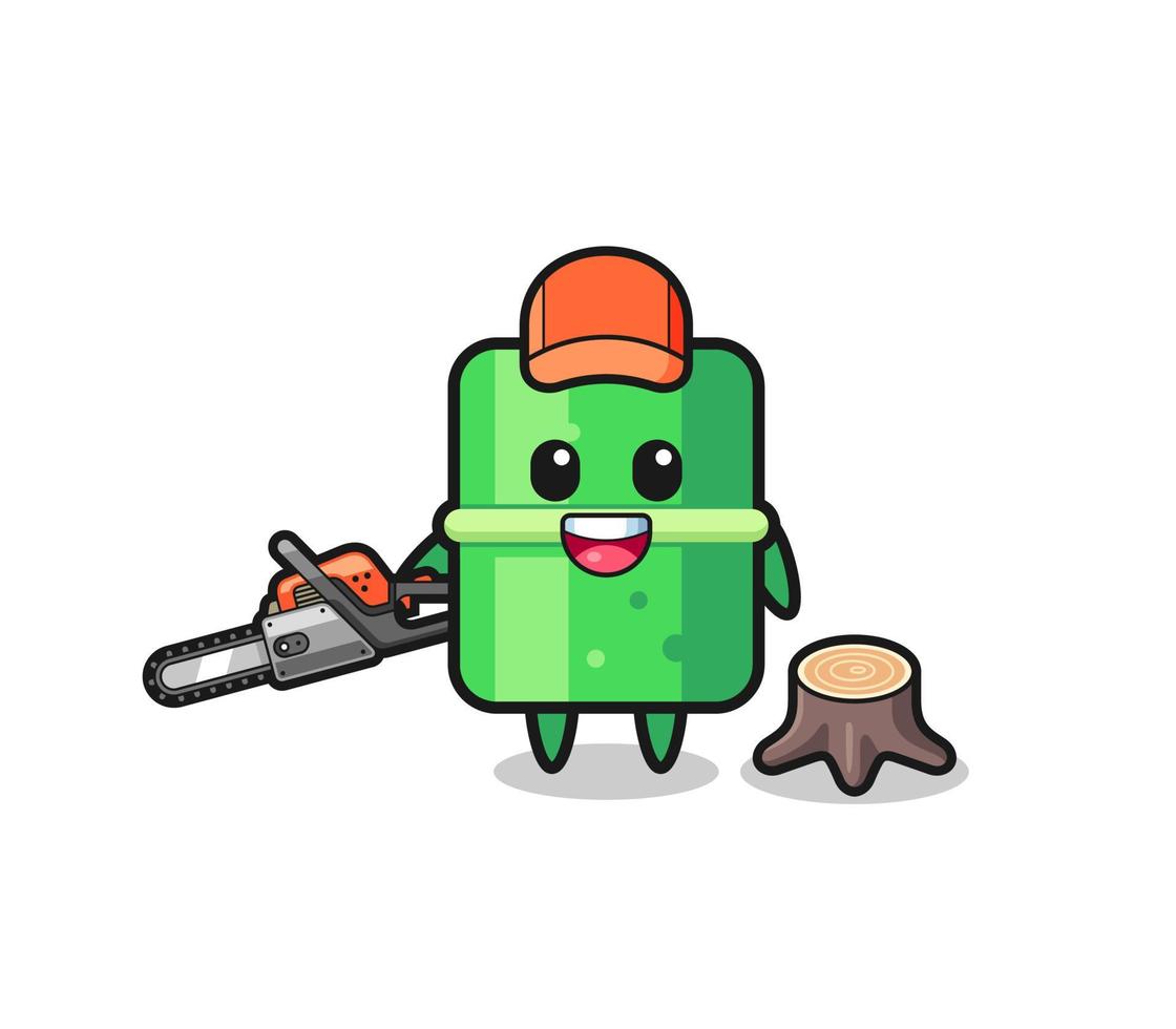 bamboo lumberjack character holding a chainsaw vector