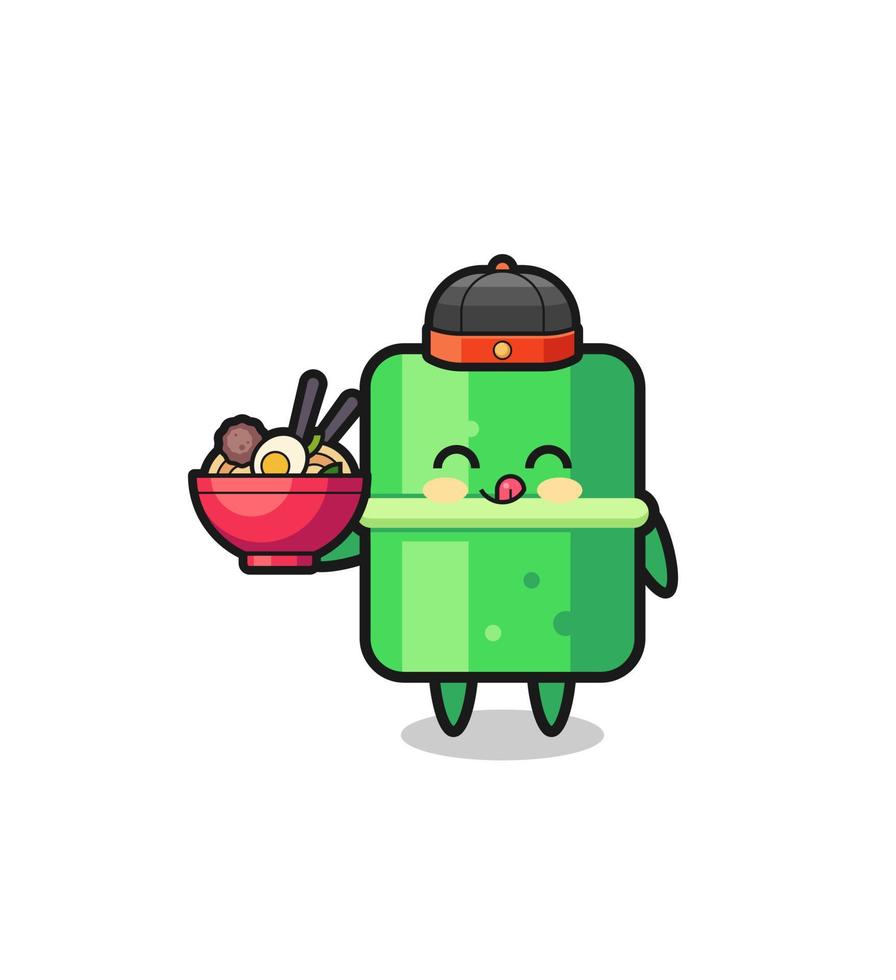 bamboo as Chinese chef mascot holding a noodle bowl vector