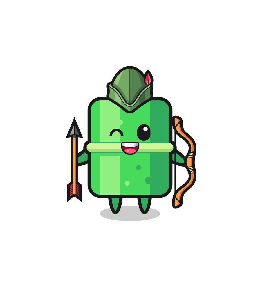 bamboo cartoon as medieval archer mascot vector