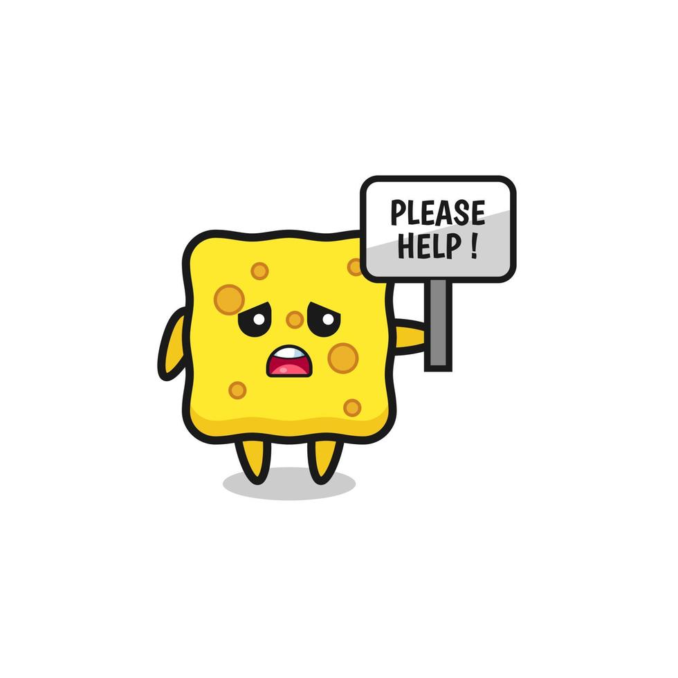 cute sponge hold the please help banner vector