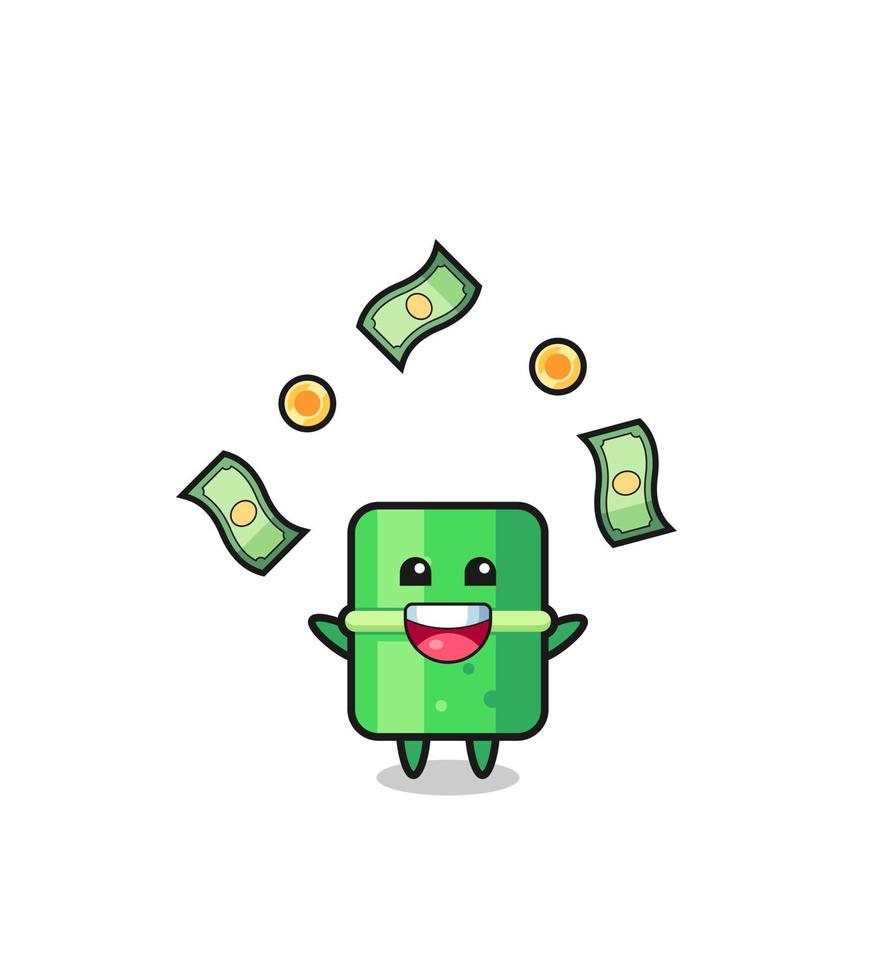 illustration of the bamboo catching money falling from the sky vector