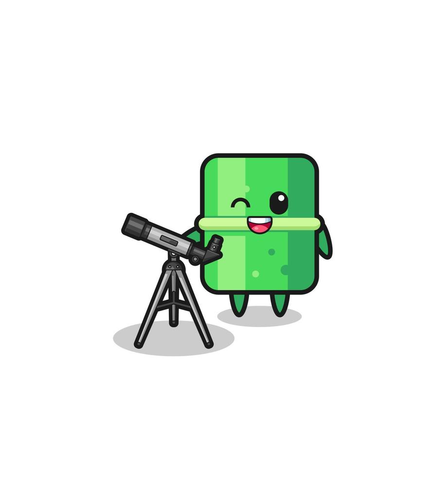bamboo astronomer mascot with a modern telescope vector