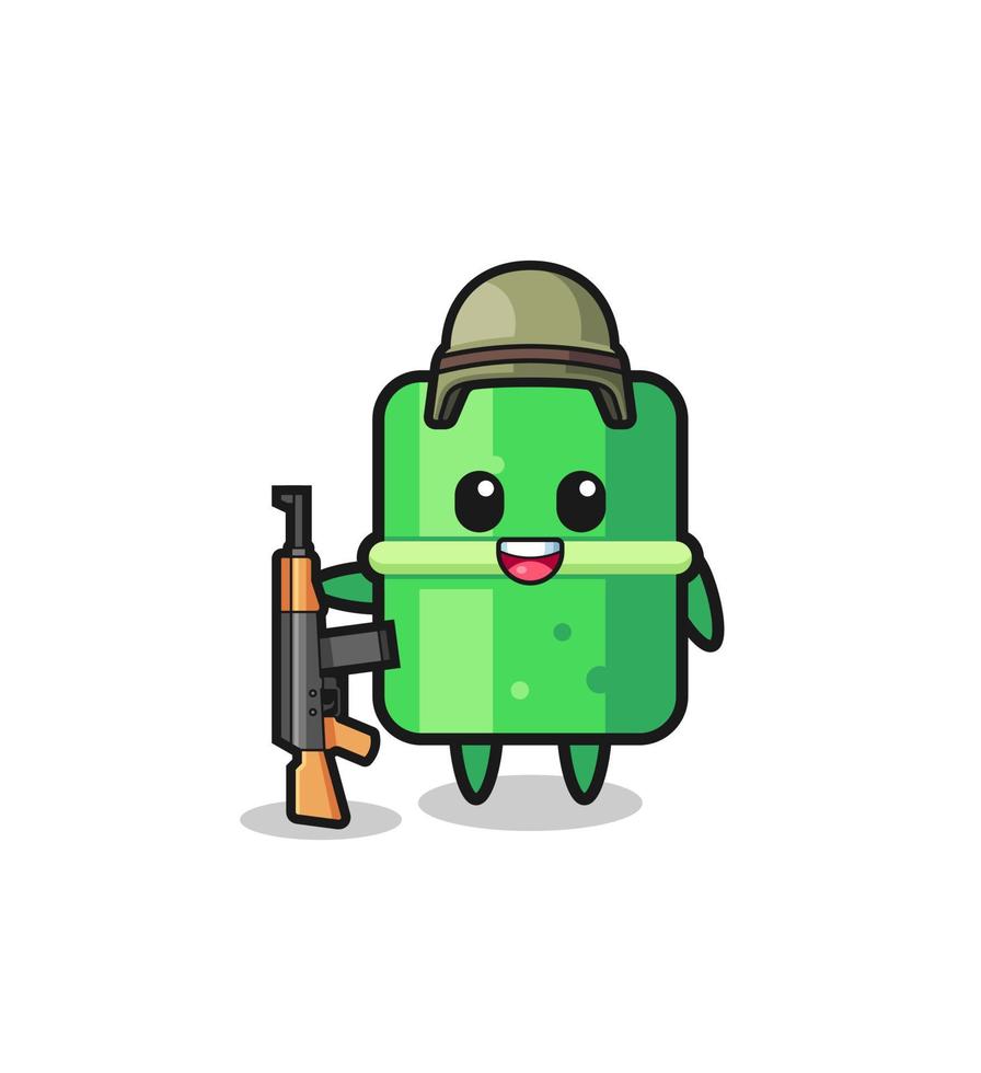 cute bamboo mascot as a soldier vector