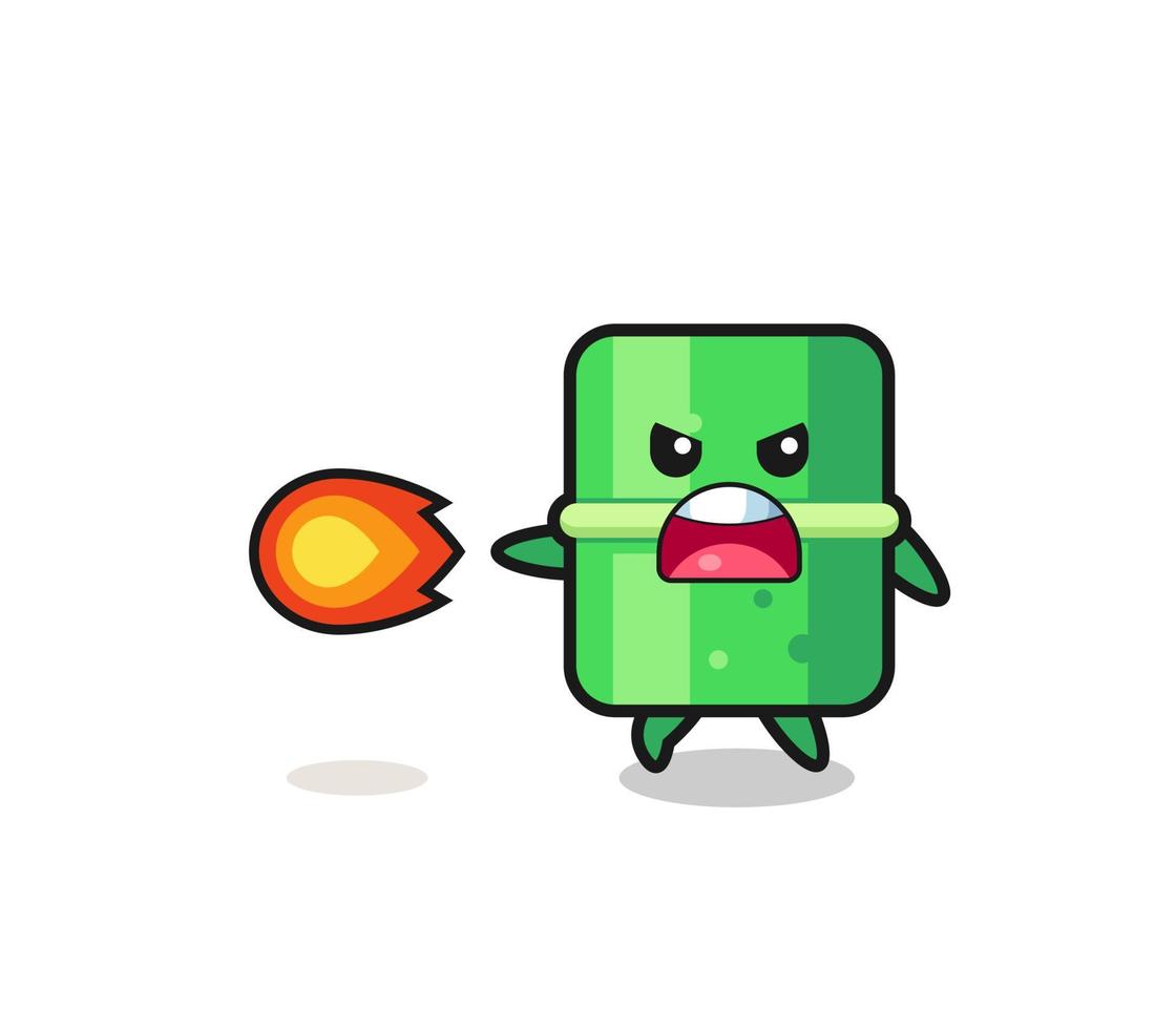 cute bamboo mascot is shooting fire power vector