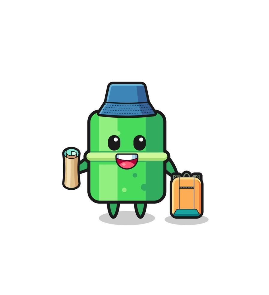 personaje de la mascota de bambú como excursionista vector