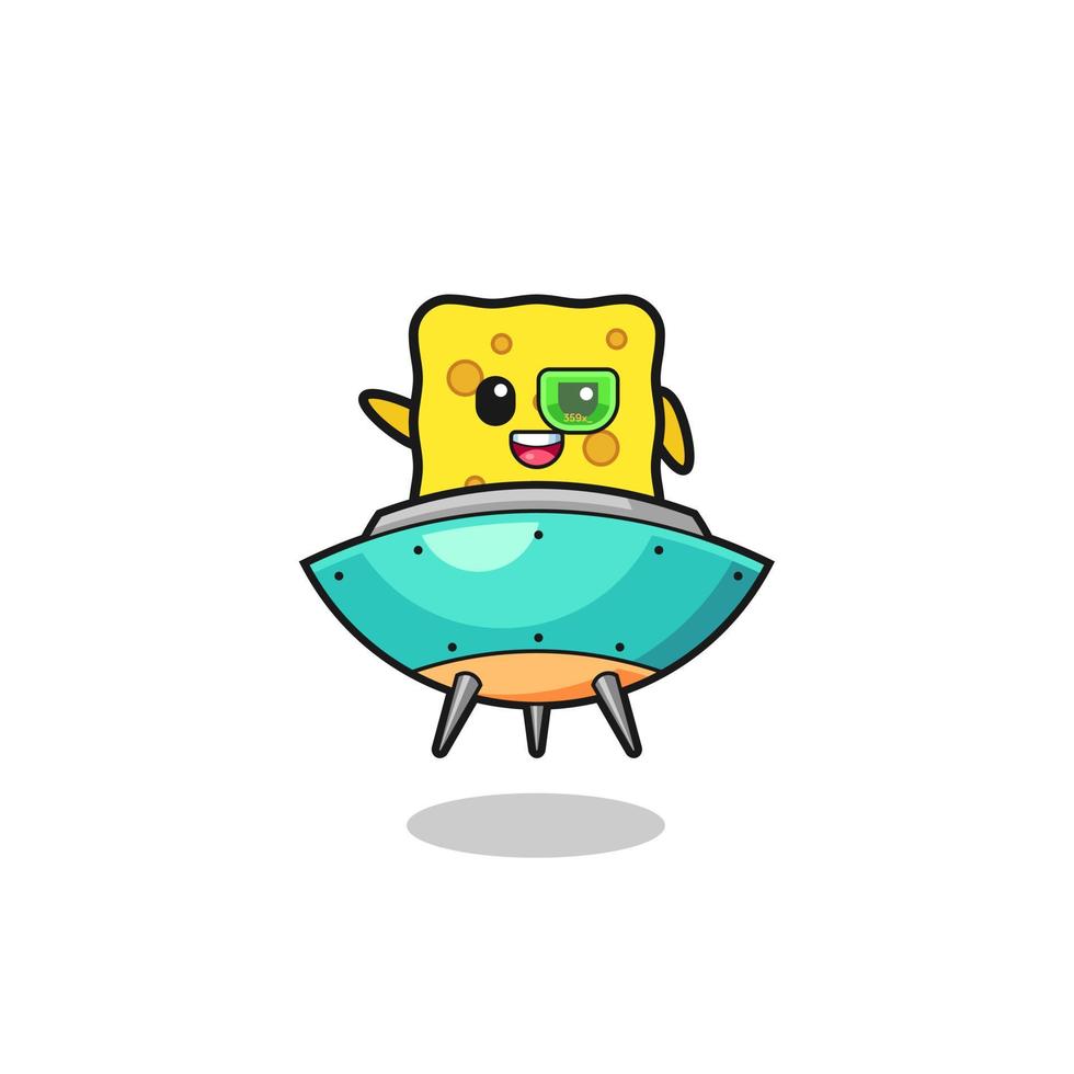 sponge cartoon riding a future spaceship vector