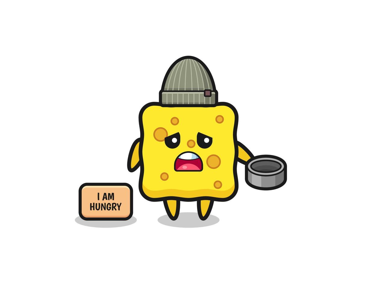 cute sponge beggar cartoon character vector