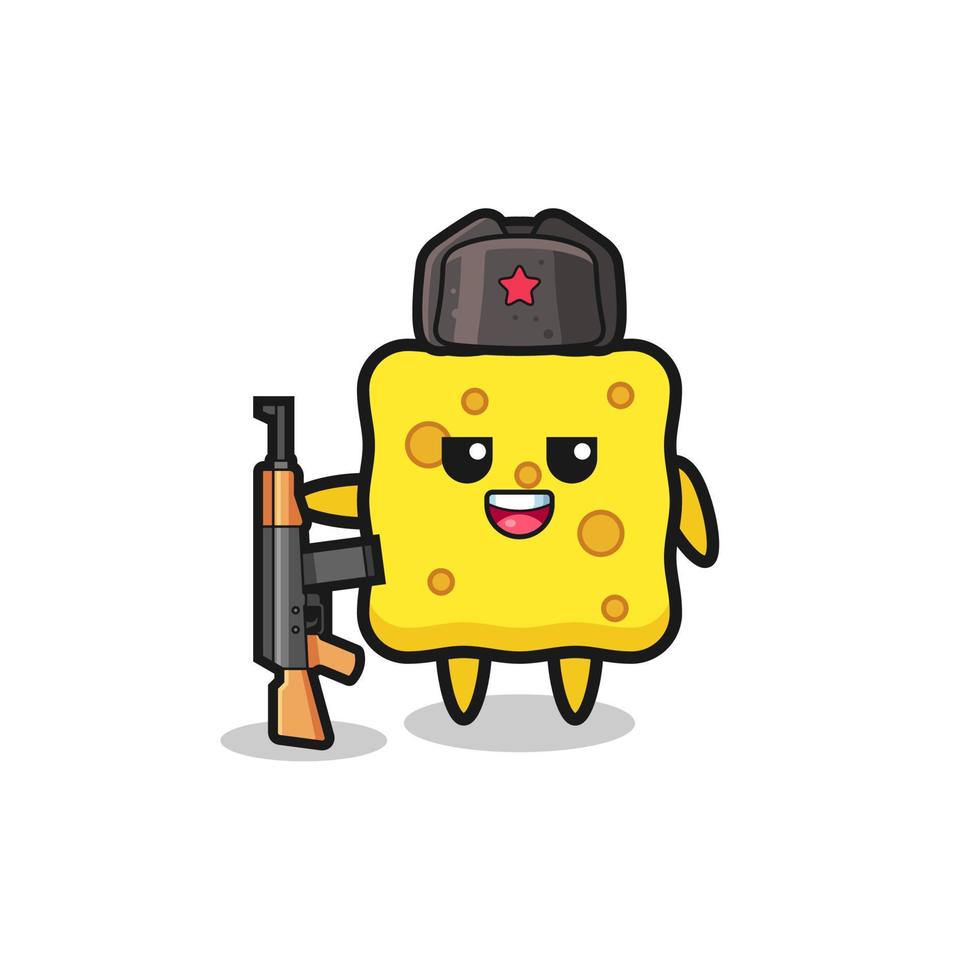 cute sponge cartoon as Russian army vector