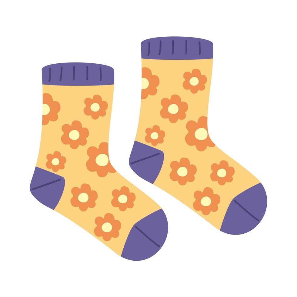 funny sock with flowers vector
