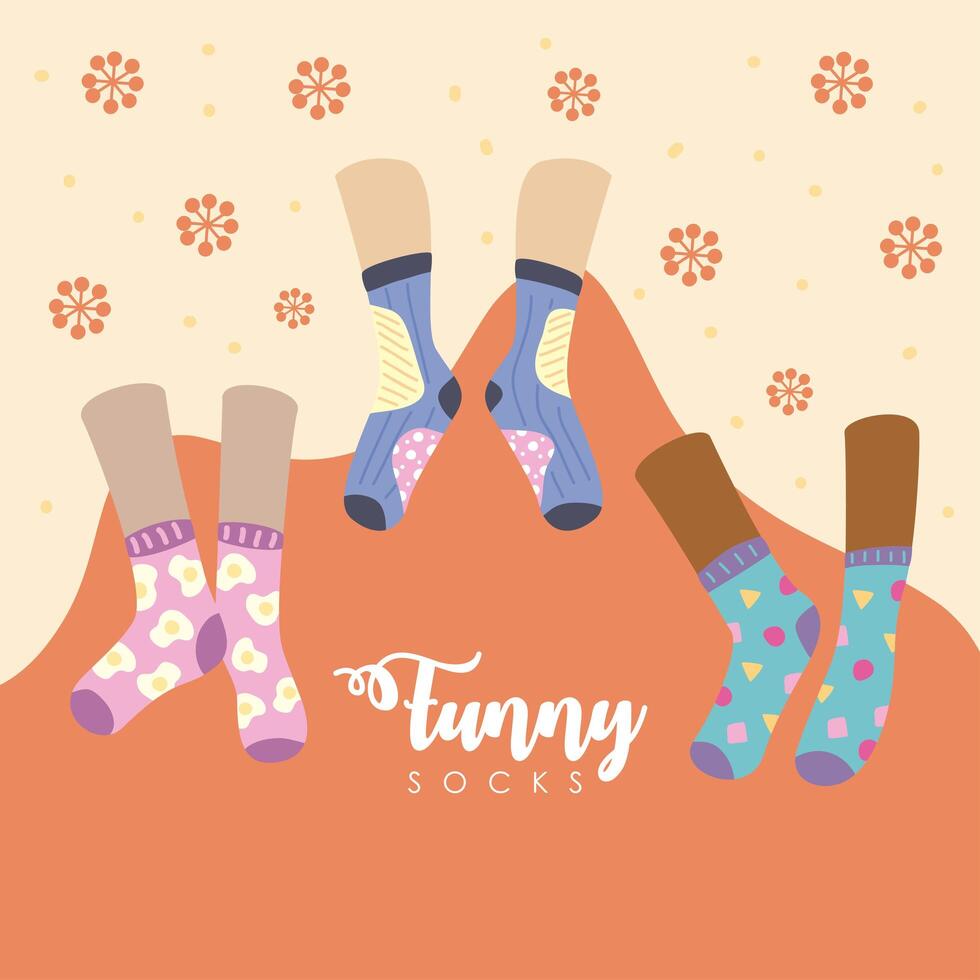 three funny socks icons vector