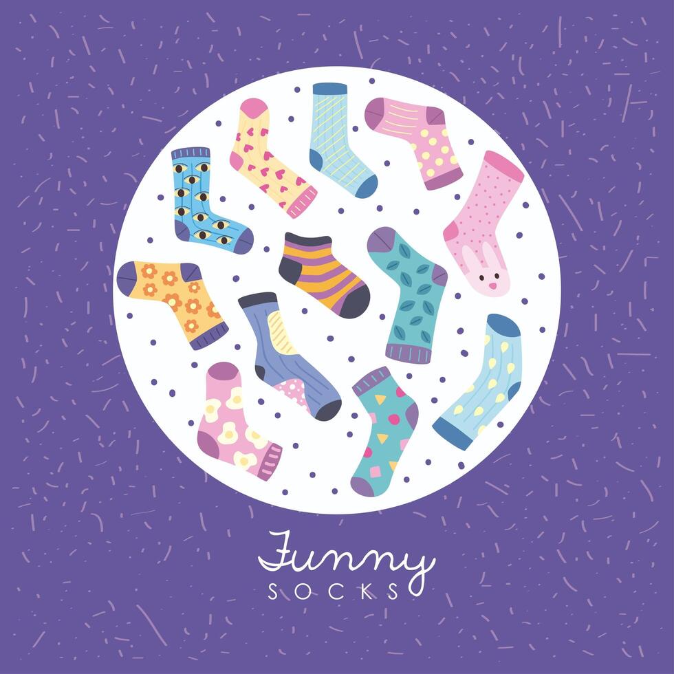 funny socks in circle vector