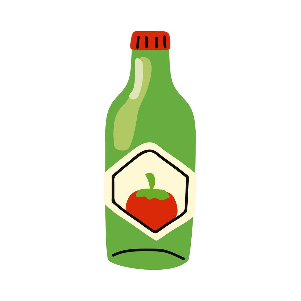 chili pepper sauce bottle vector