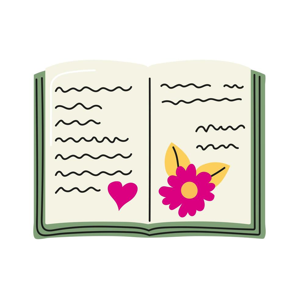 libro con flores vector