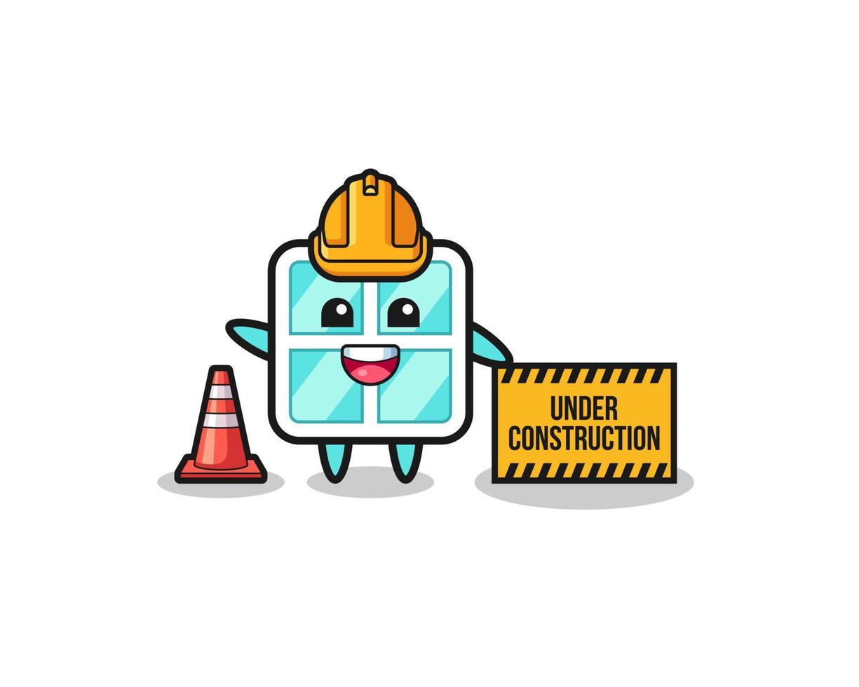 illustration of window with under construction banner vector