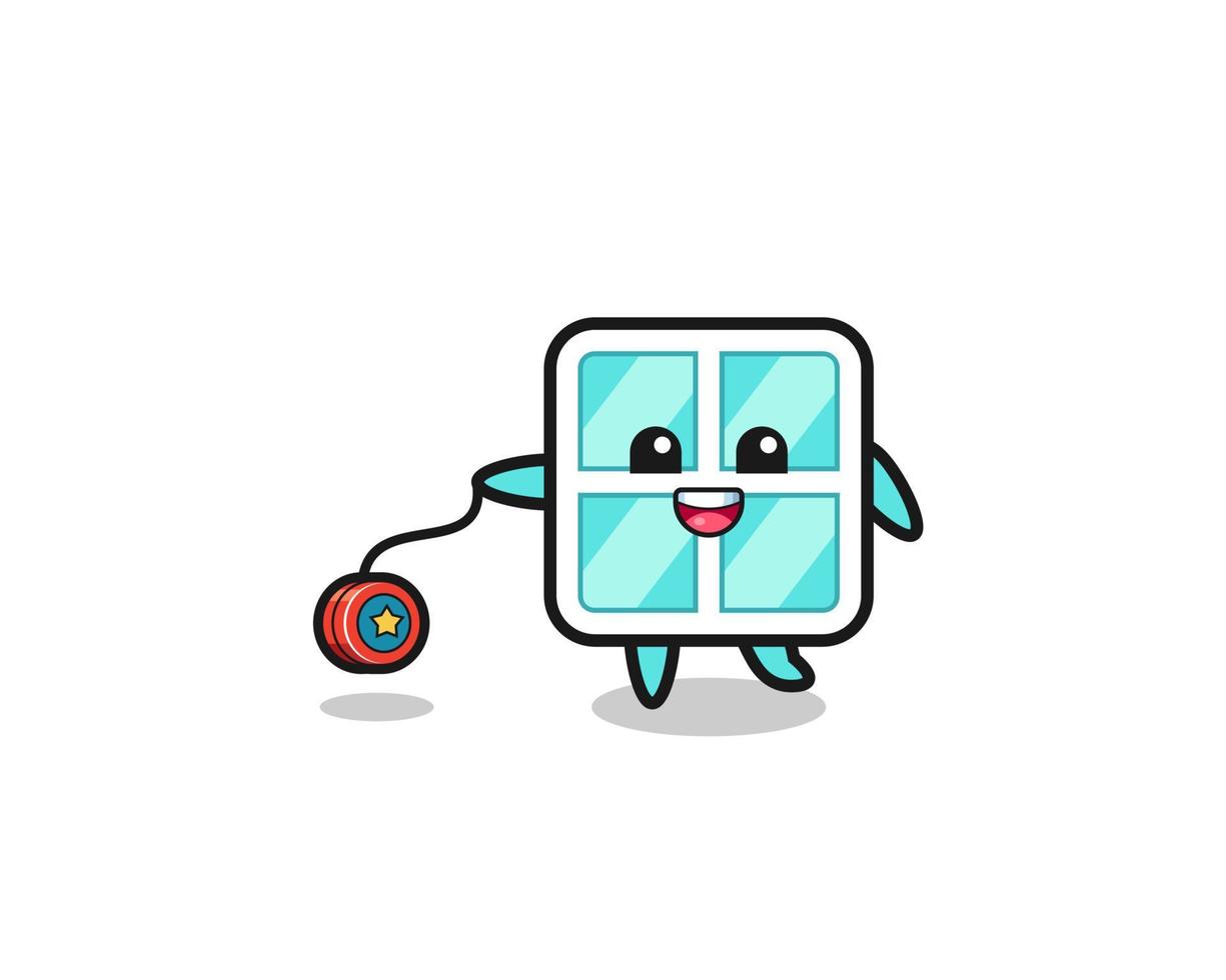 cartoon of cute window playing a yoyo vector