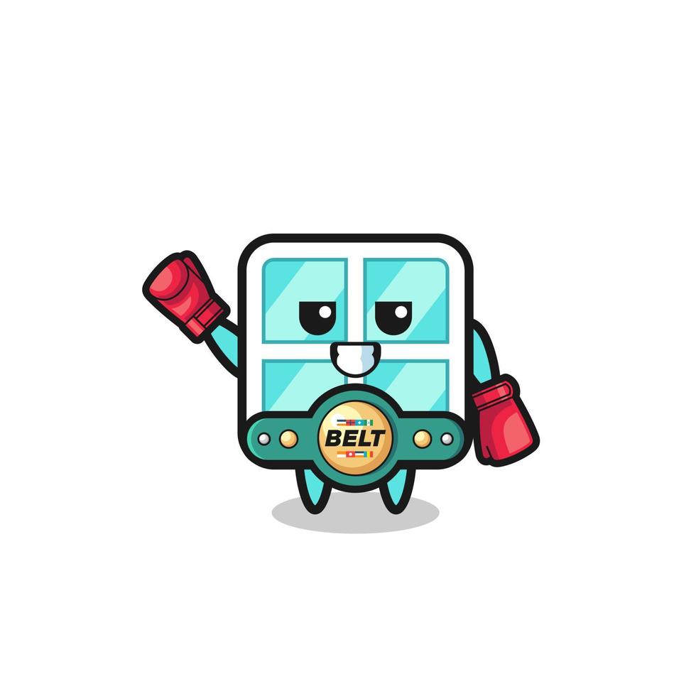 personaje de mascota de boxeador de ventana vector