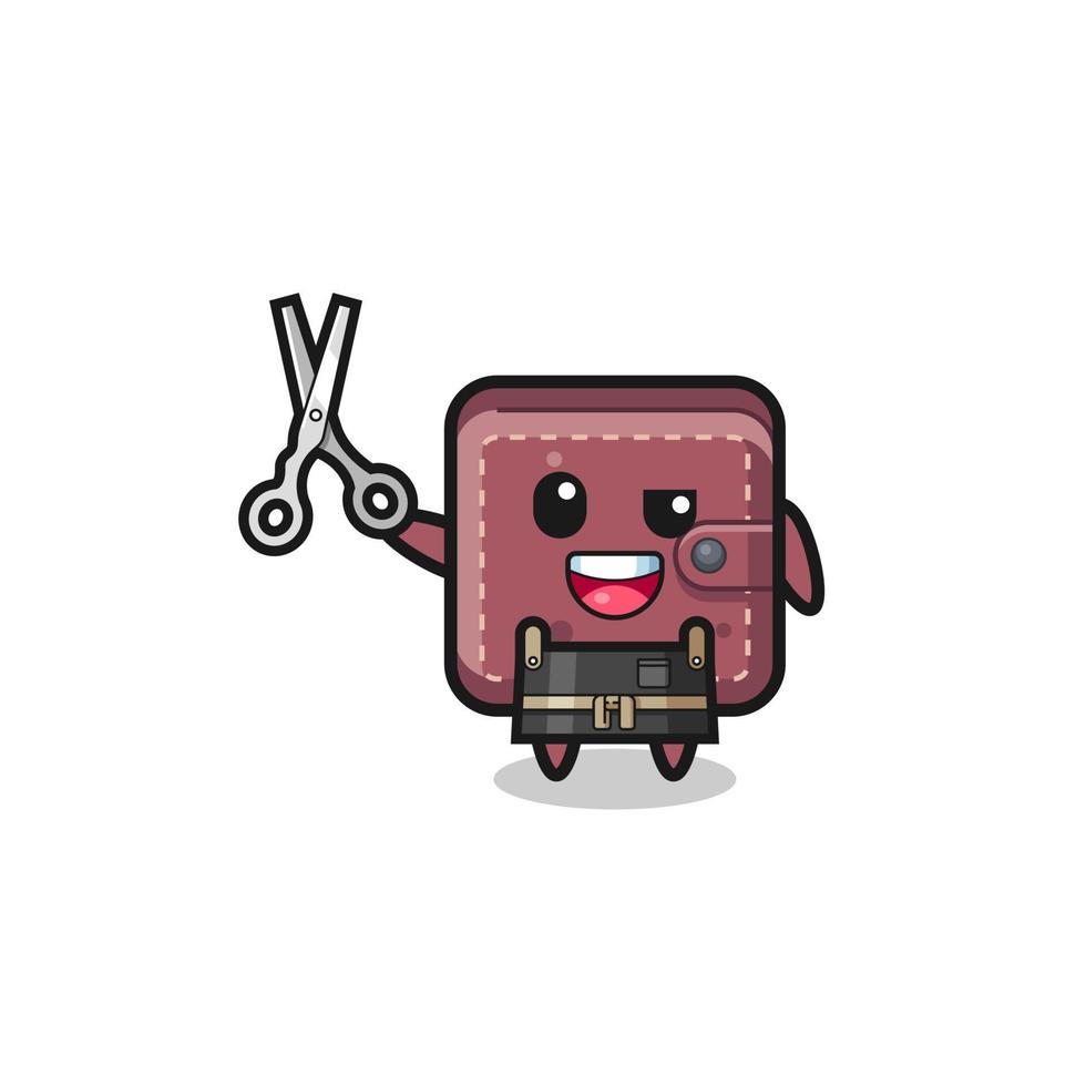 leather wallet character as barbershop mascot vector