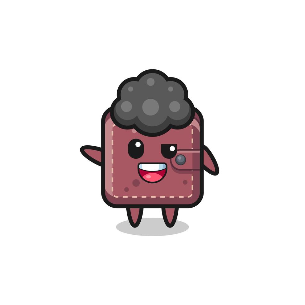 leather wallet character as the afro boy vector