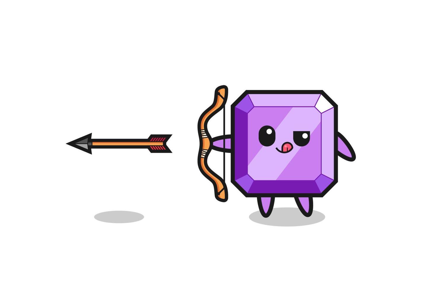 illustration of purple gemstone character doing archery vector