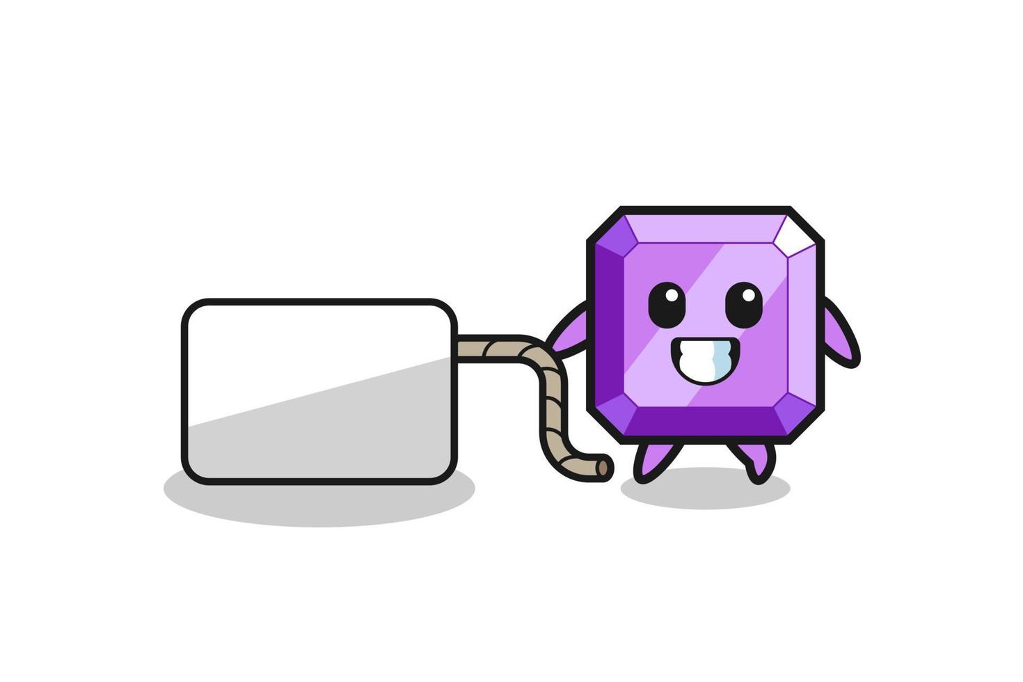 purple gemstone cartoon is pulling a banner vector