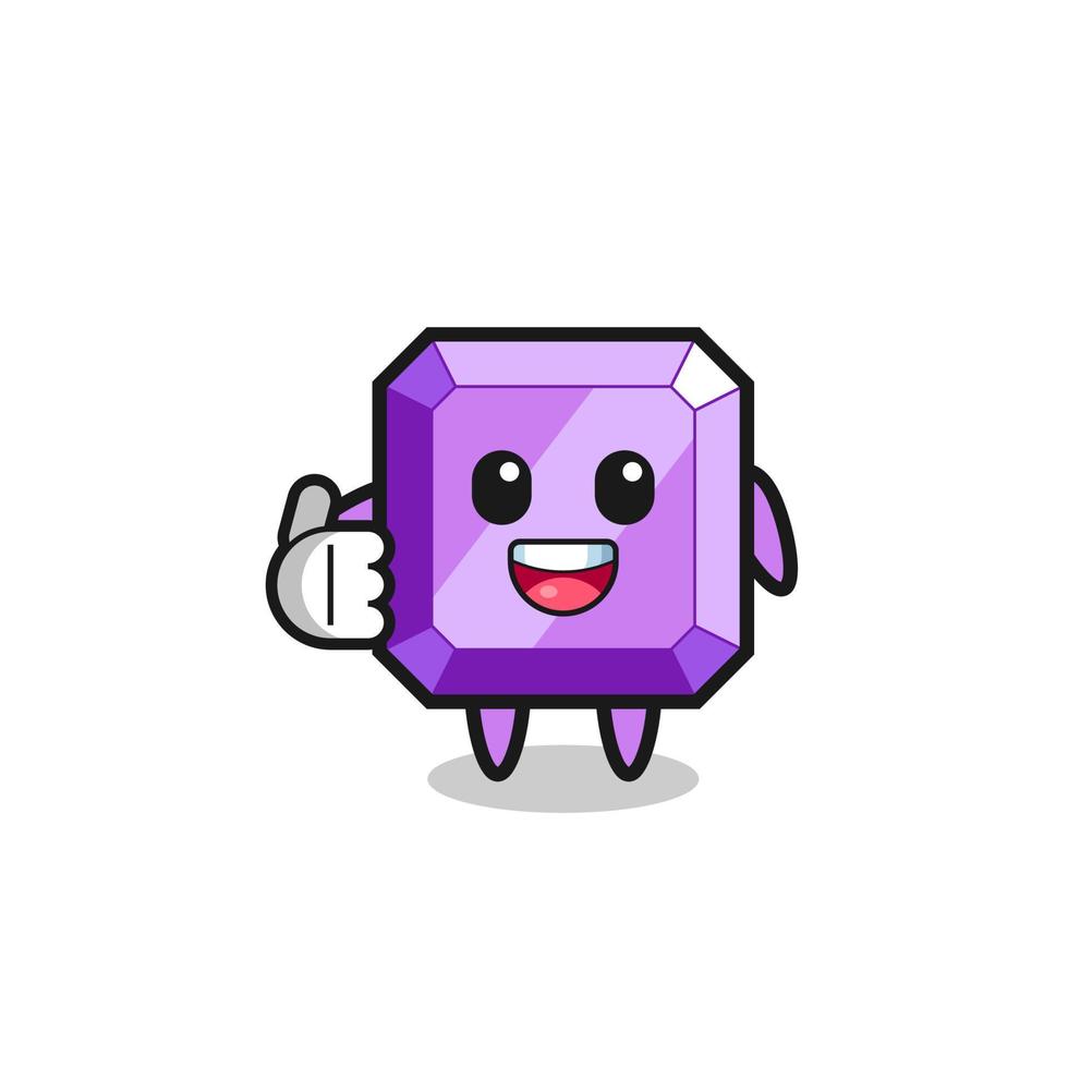 purple gemstone mascot doing thumbs up gesture vector