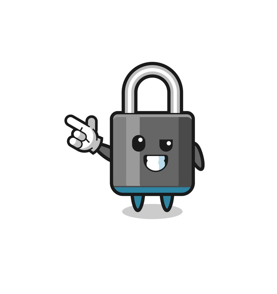 padlock mascot pointing top left vector