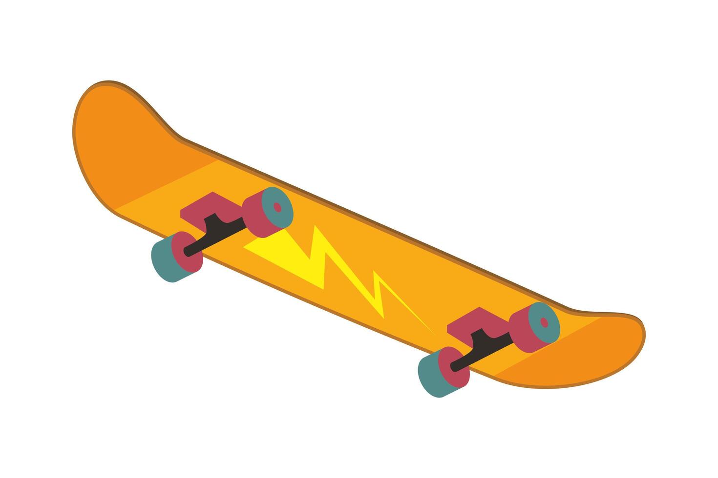 yellow skateboard with ray vector