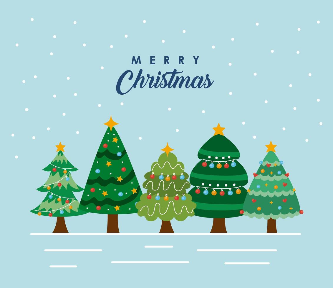 christmas card with trees vector