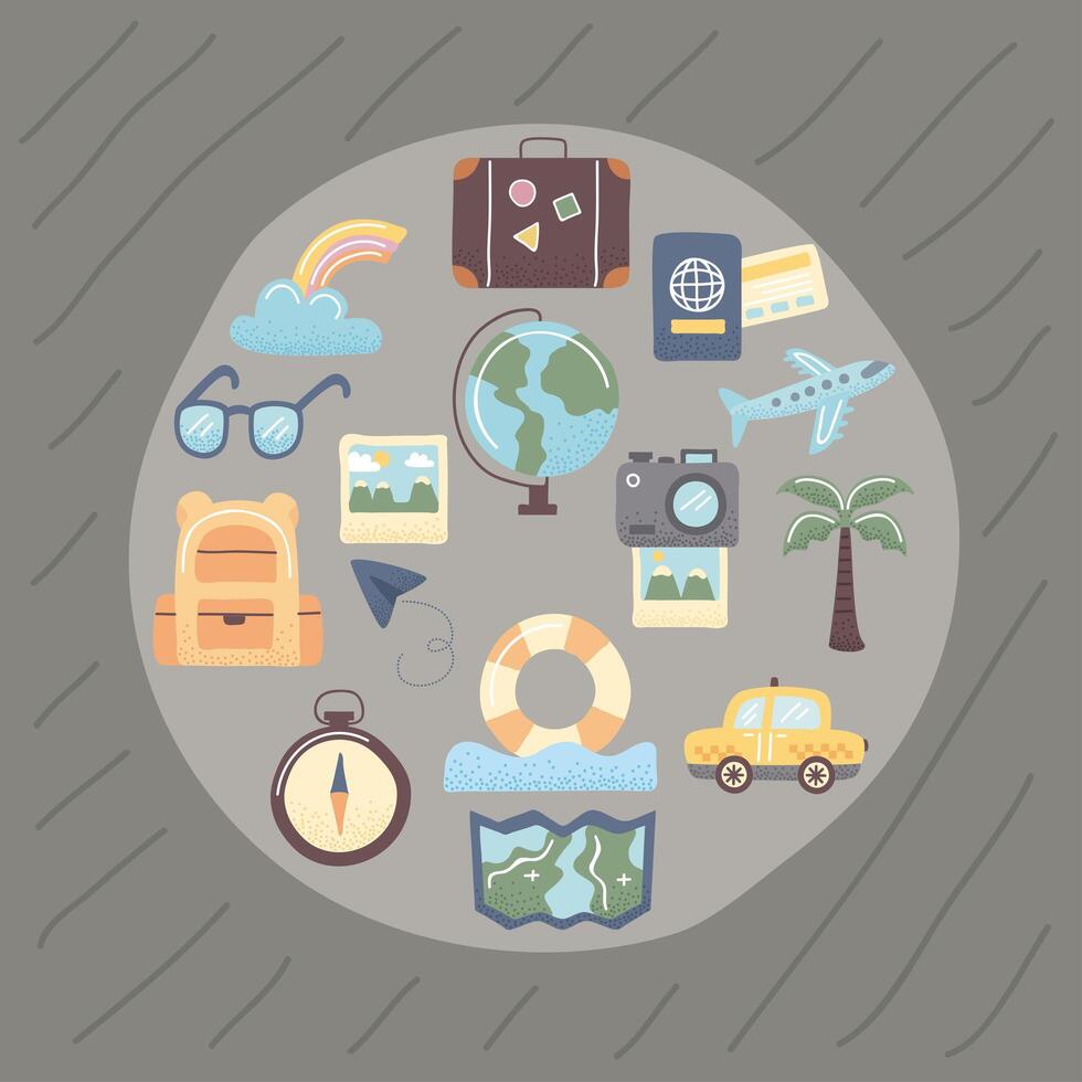 iconos de viaje en círculo vector