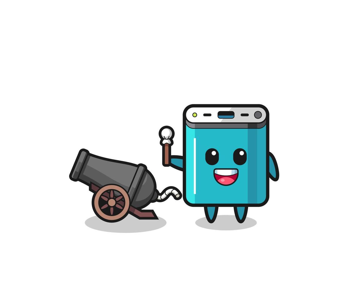 cute power bank shoot using cannon vector