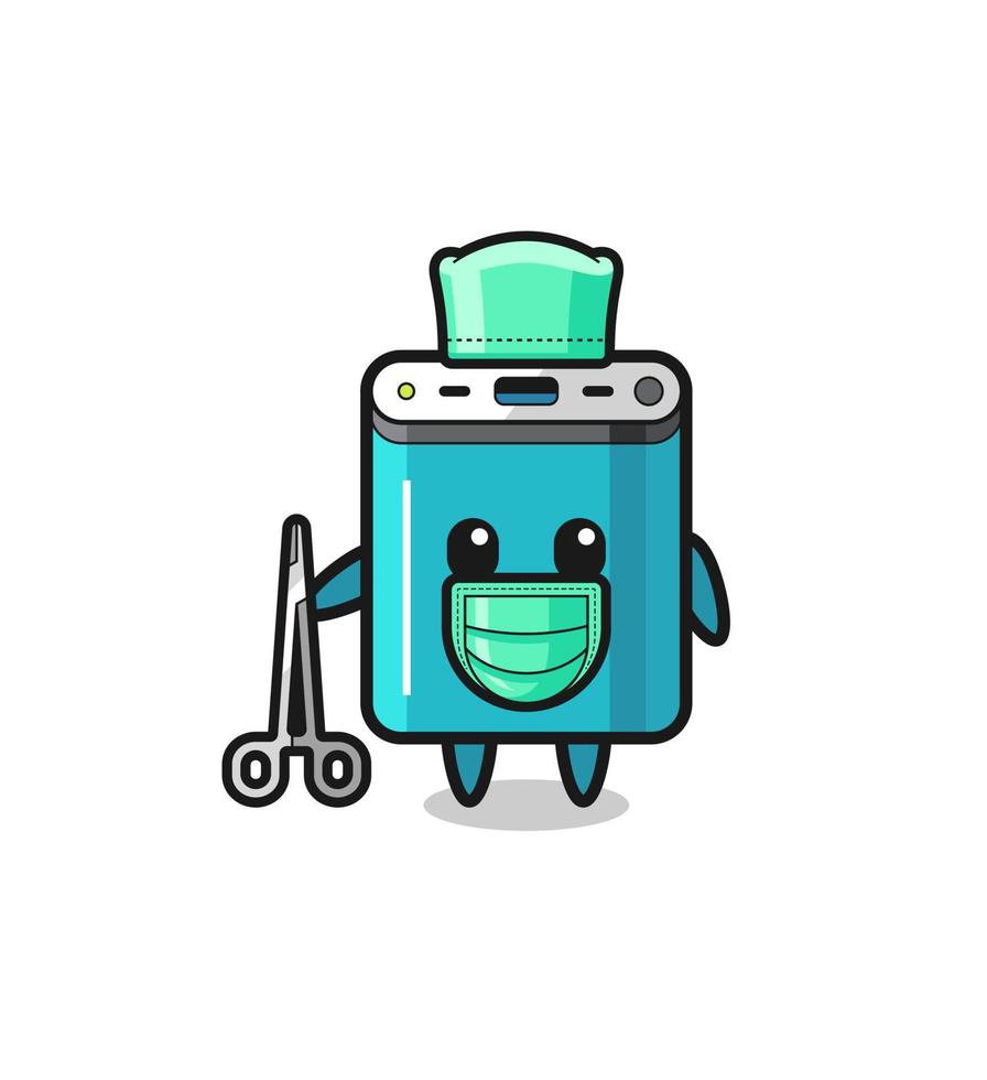 surgeon power bank mascot character vector