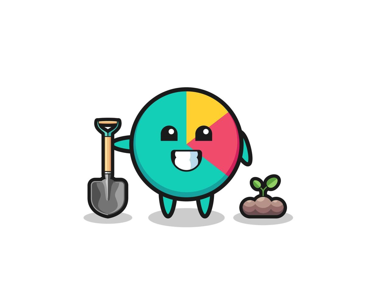 cute chart cartoon is planting a tree seed vector