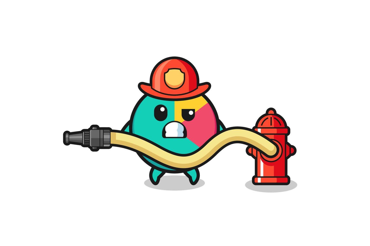 chart cartoon as firefighter mascot with water hose vector