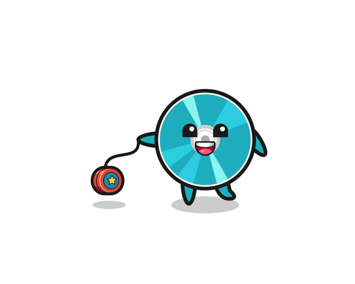 cartoon of cute optical disc playing a yoyo vector