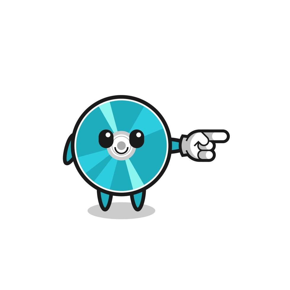 optical disc mascot with pointing right gesture vector