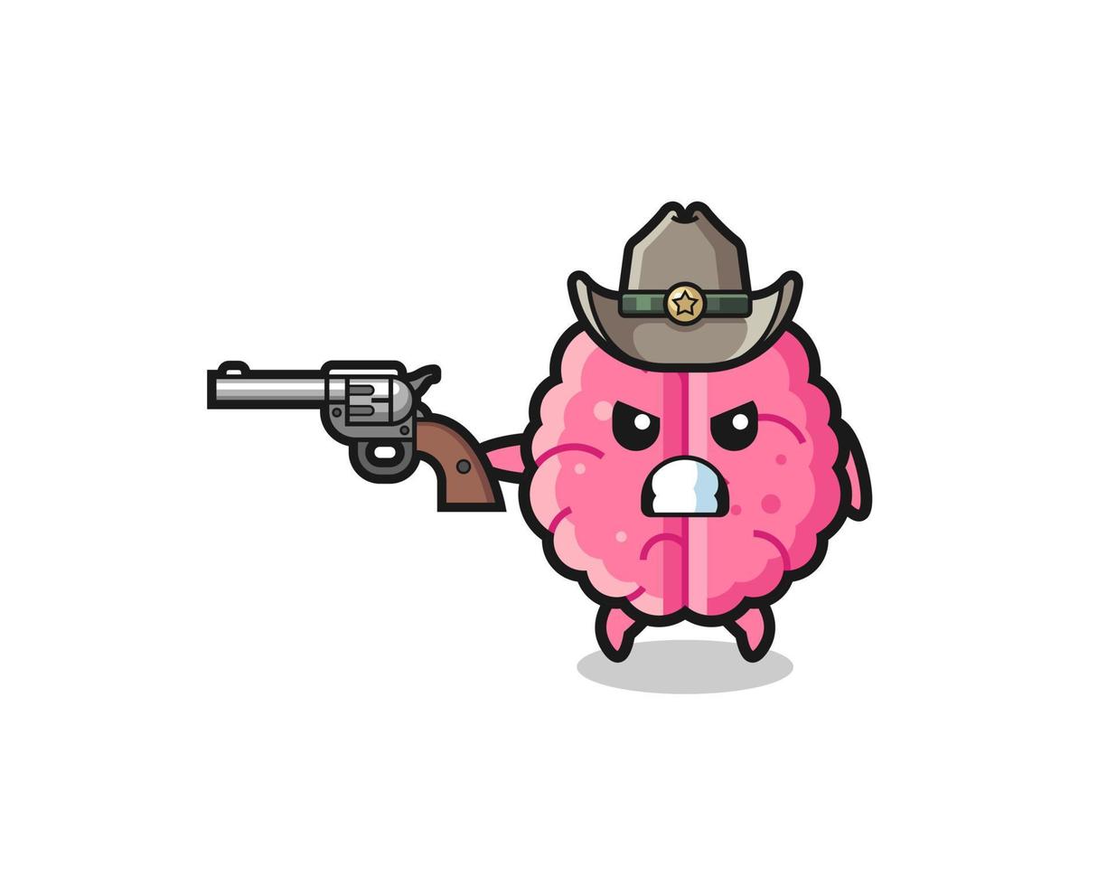 the brain cowboy shooting with a gun vector