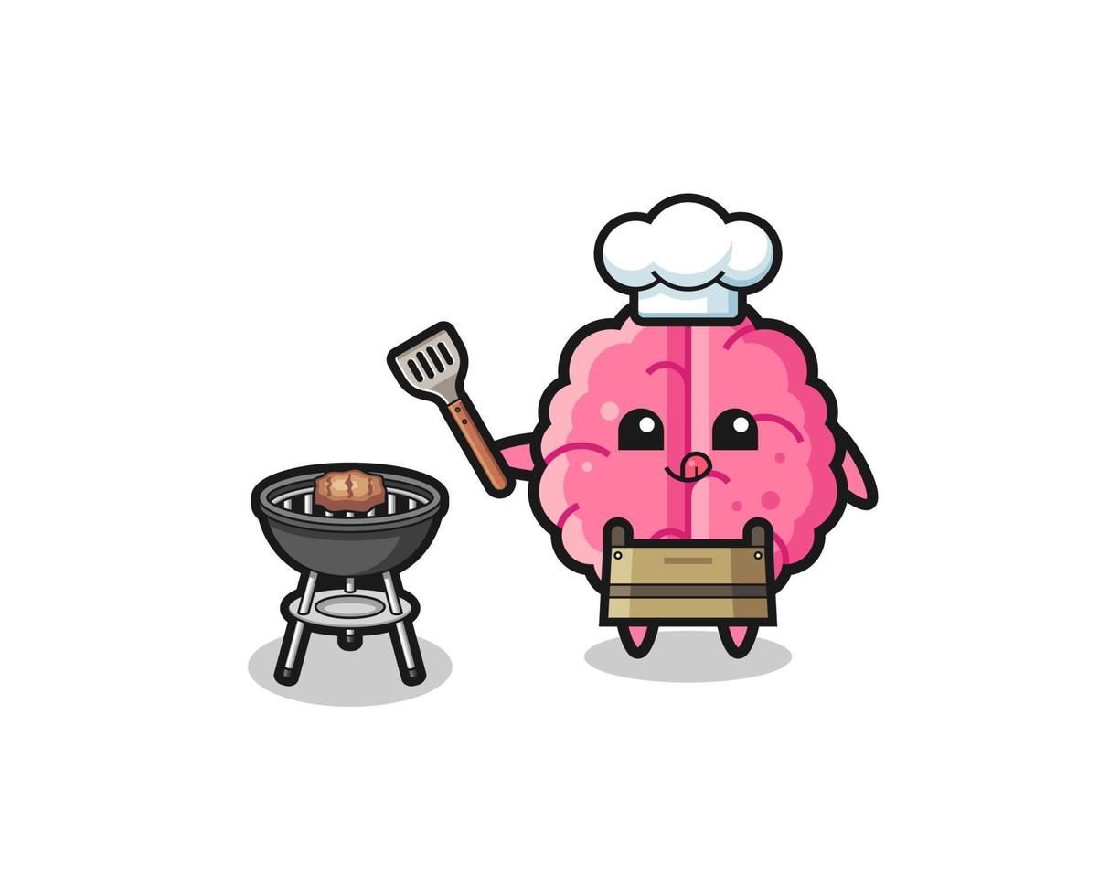 brain barbeque chef with a grill vector